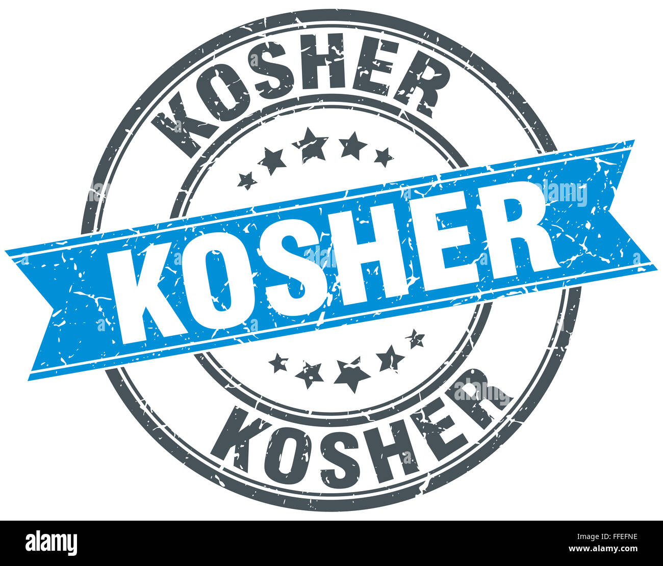 kosher blue round grunge vintage ribbon stamp Stock Photo - Alamy