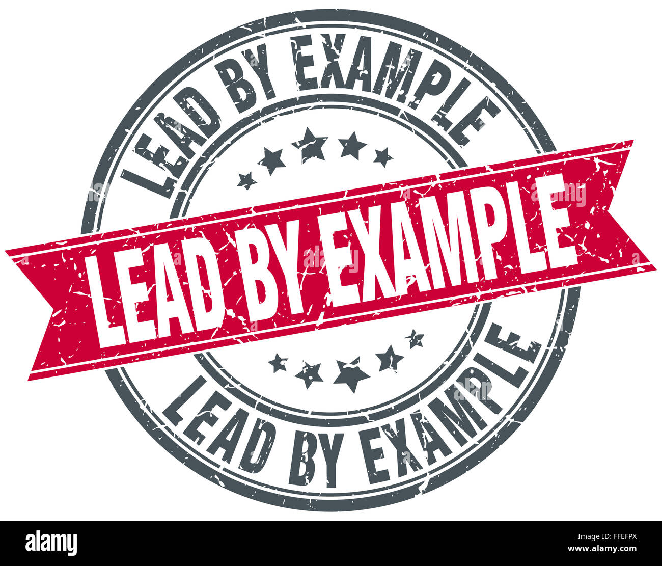lead by example red round grunge vintage ribbon stamp Stock Photo - Alamy