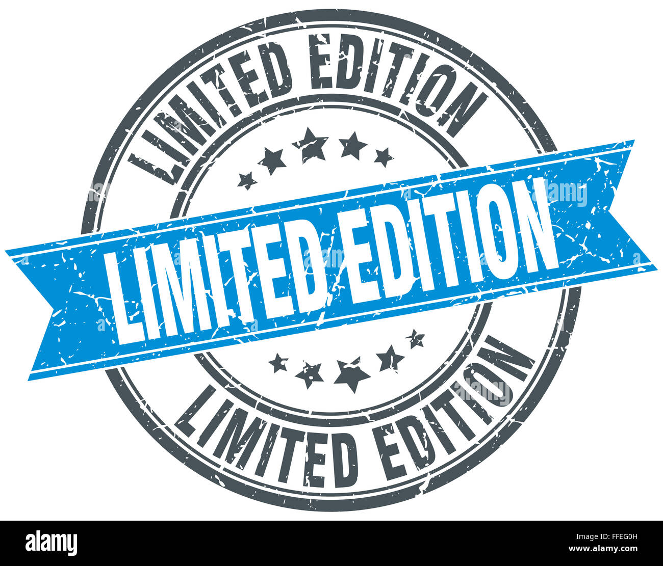 limited edition blue round grunge vintage ribbon stamp Stock Photo - Alamy