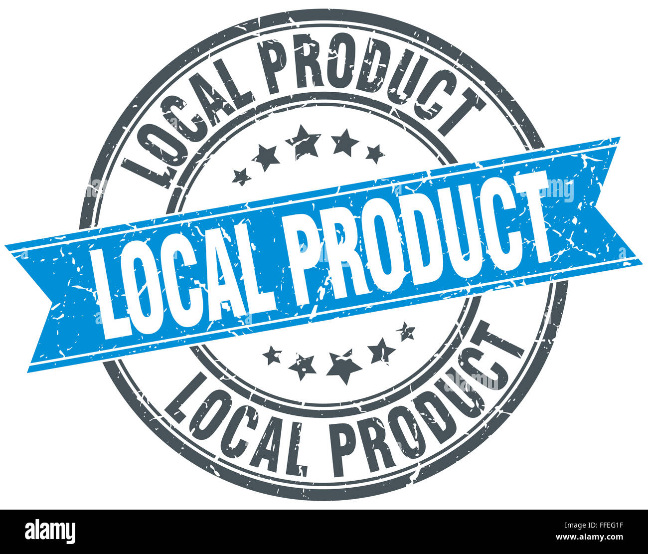 local product blue round grunge vintage ribbon stamp Stock Photo - Alamy