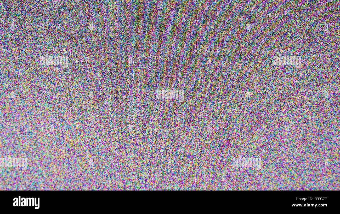 Television screen with static noise caused by bad signal reception