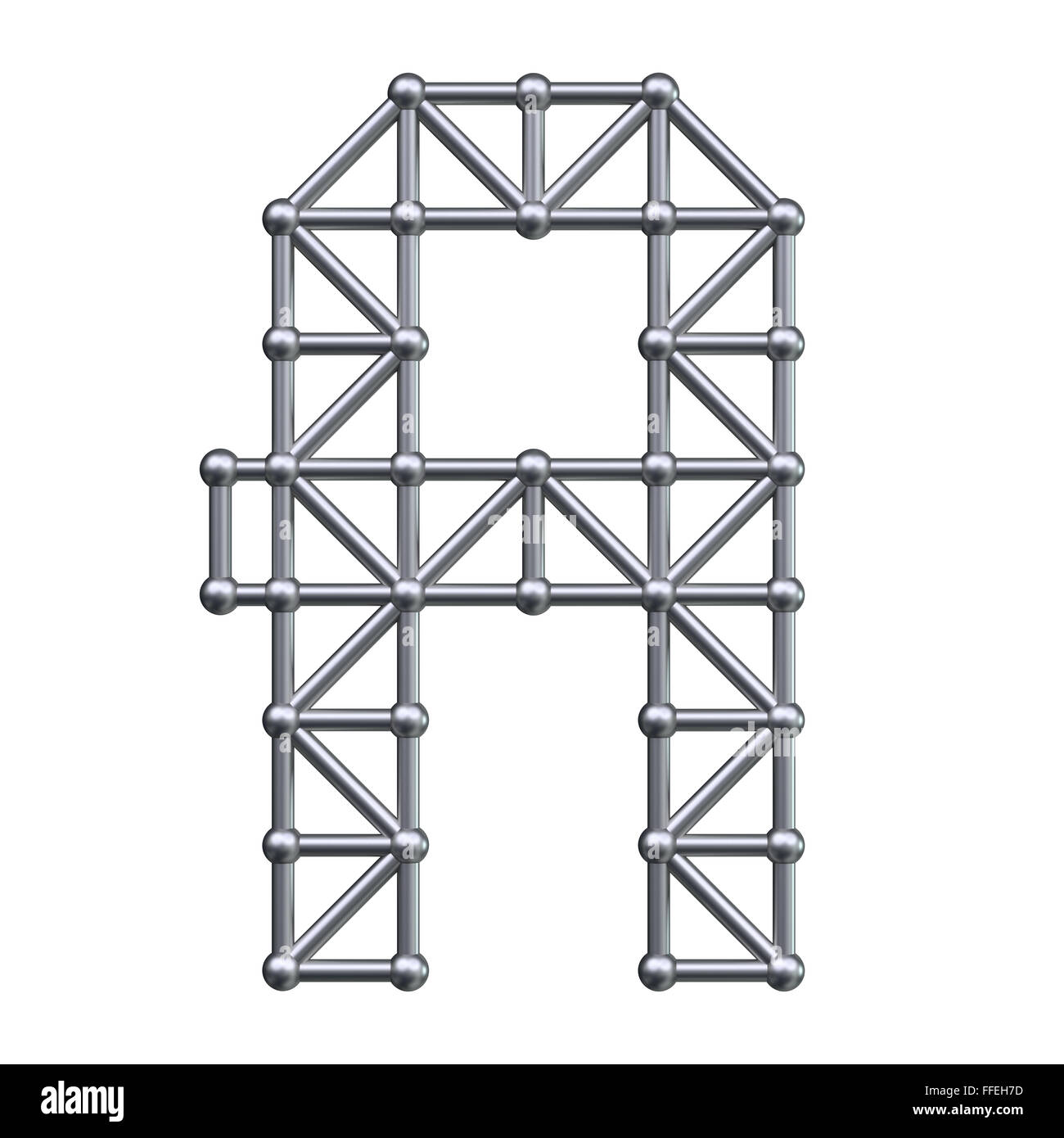 Metal structure alphabet letter A. 3D render. Stock Photo