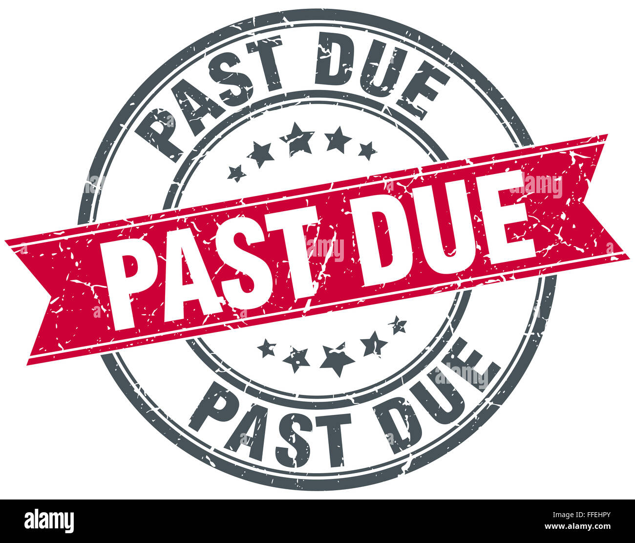 past due red round grunge vintage ribbon stamp Stock Photo - Alamy