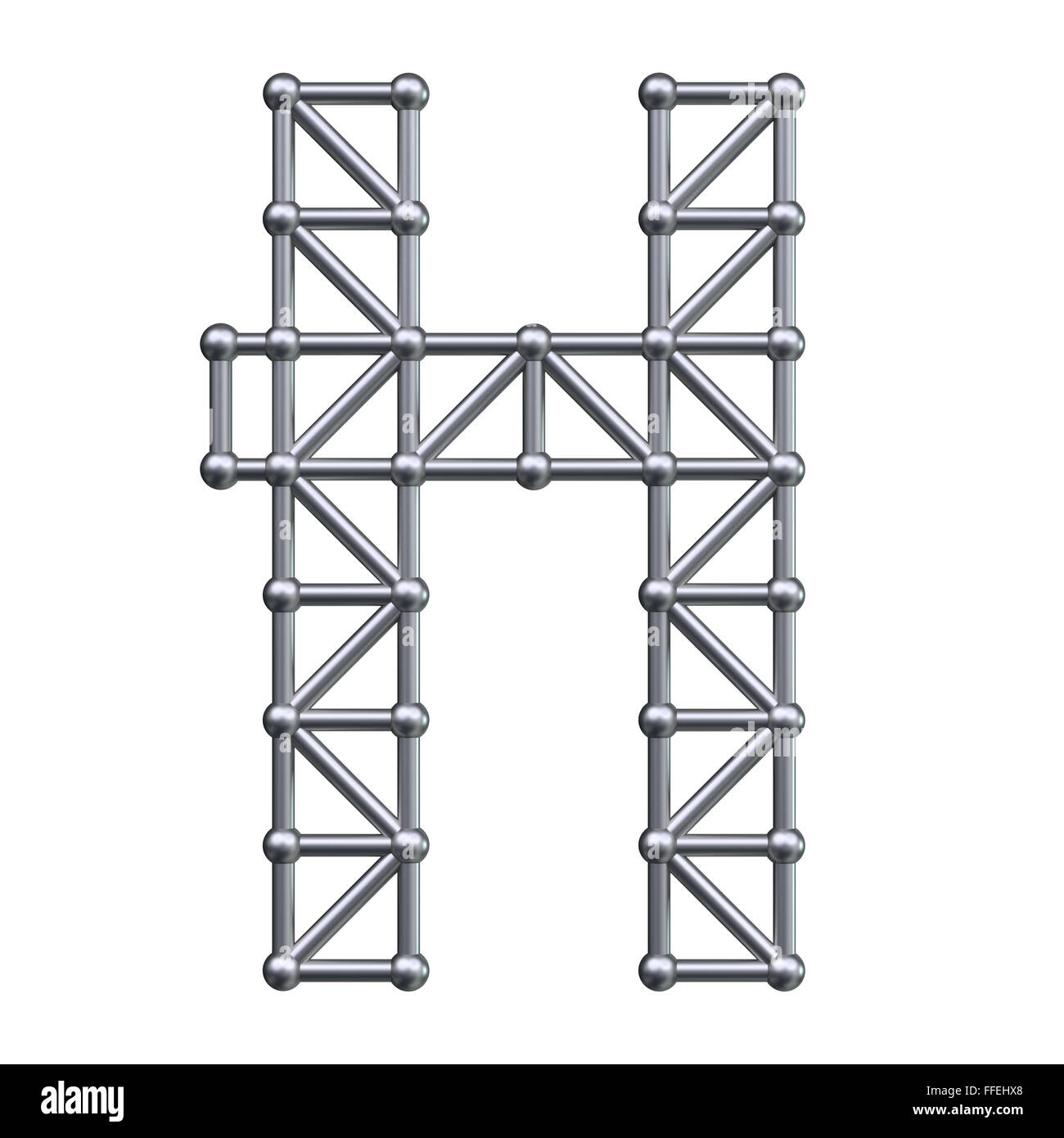 Metal structure alphabet letter H. 3D render Stock Photo - Alamy