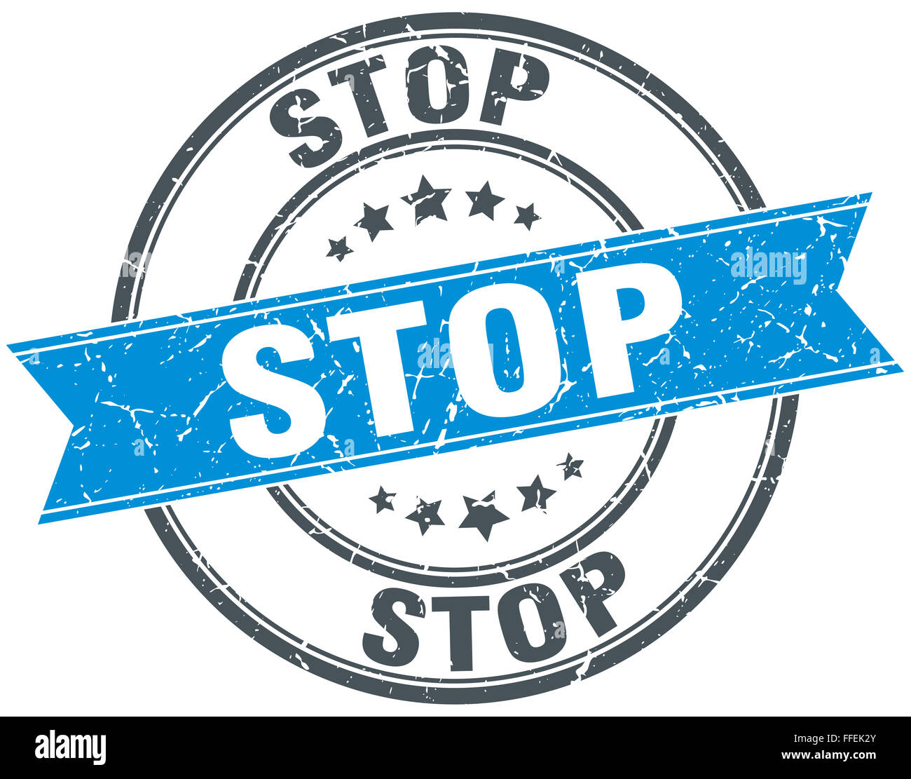 stop blue round grunge vintage ribbon stamp Stock Photo - Alamy