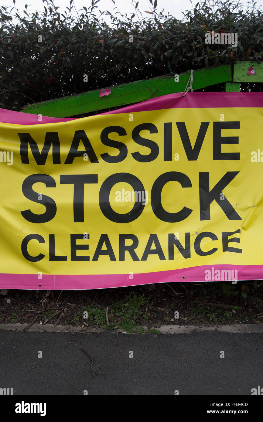 massive stock clearance sign, at a branch of homebase in brentford