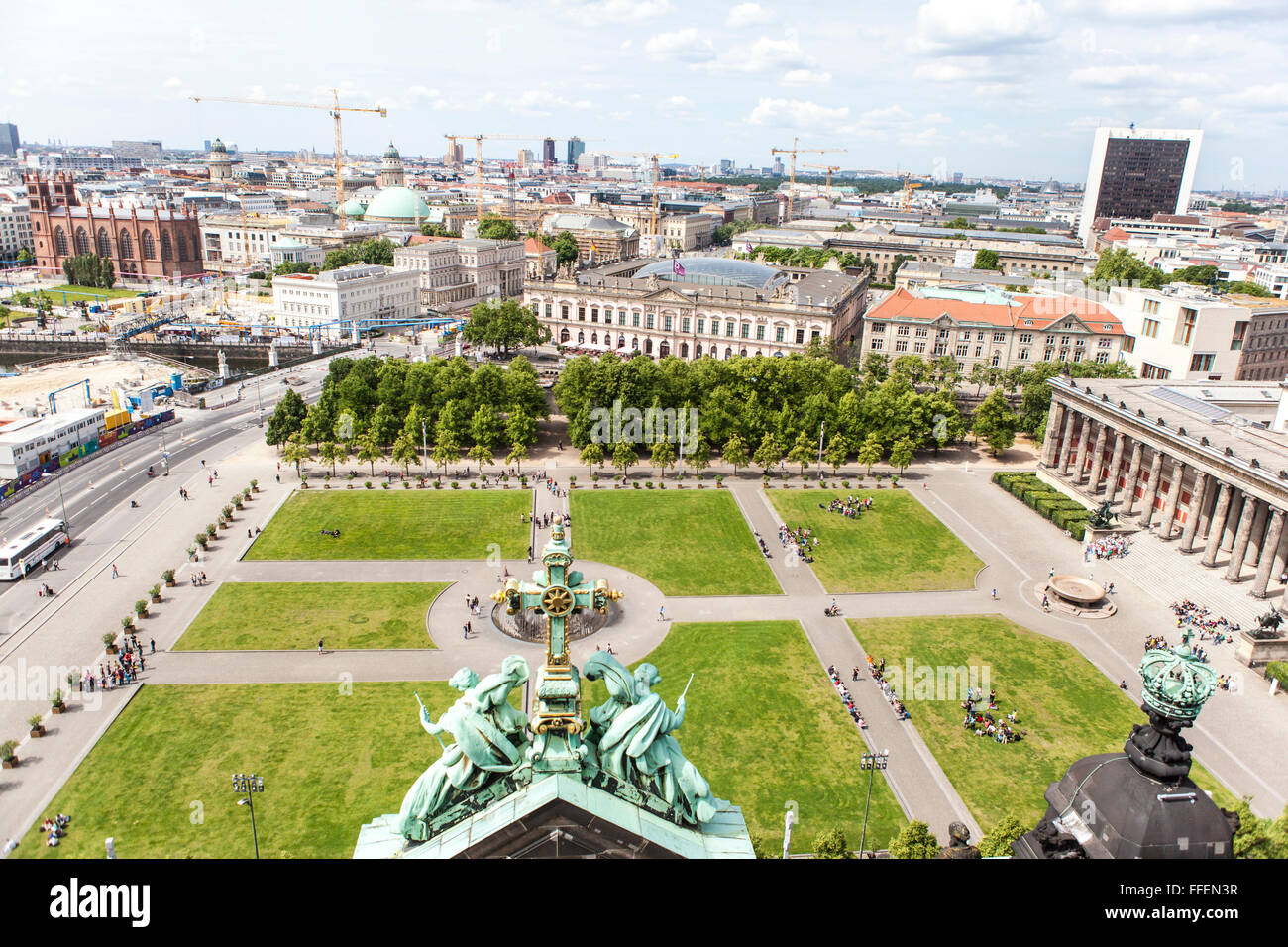 Lustgarten -- public park with lawns and fountain next to Berlin Cathedral Stock Photo