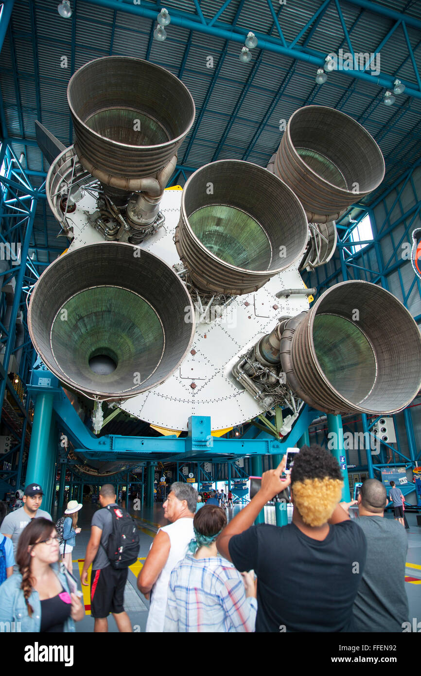 Saturn V Apollo rocket on display at NASA Kennedy Space Center, Florida