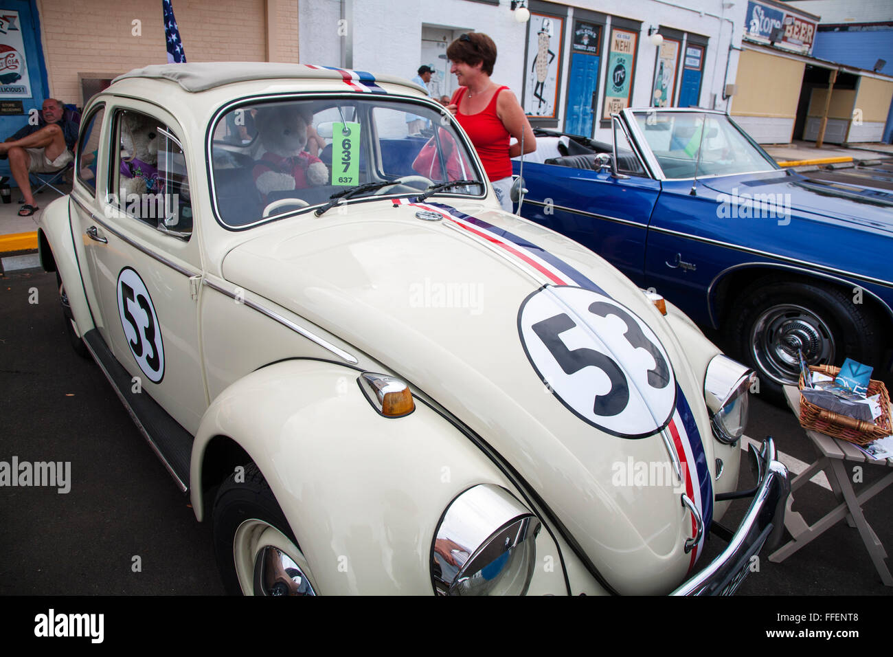 Herbie VW Beetle at Kissimmee Old Town weekly car cruise, Kissimmee Florida USA Stock Photo