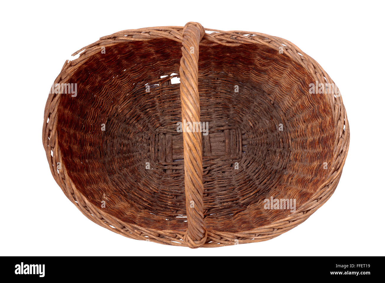 Empty wicker basket isolated on white background Stock Photo - Alamy