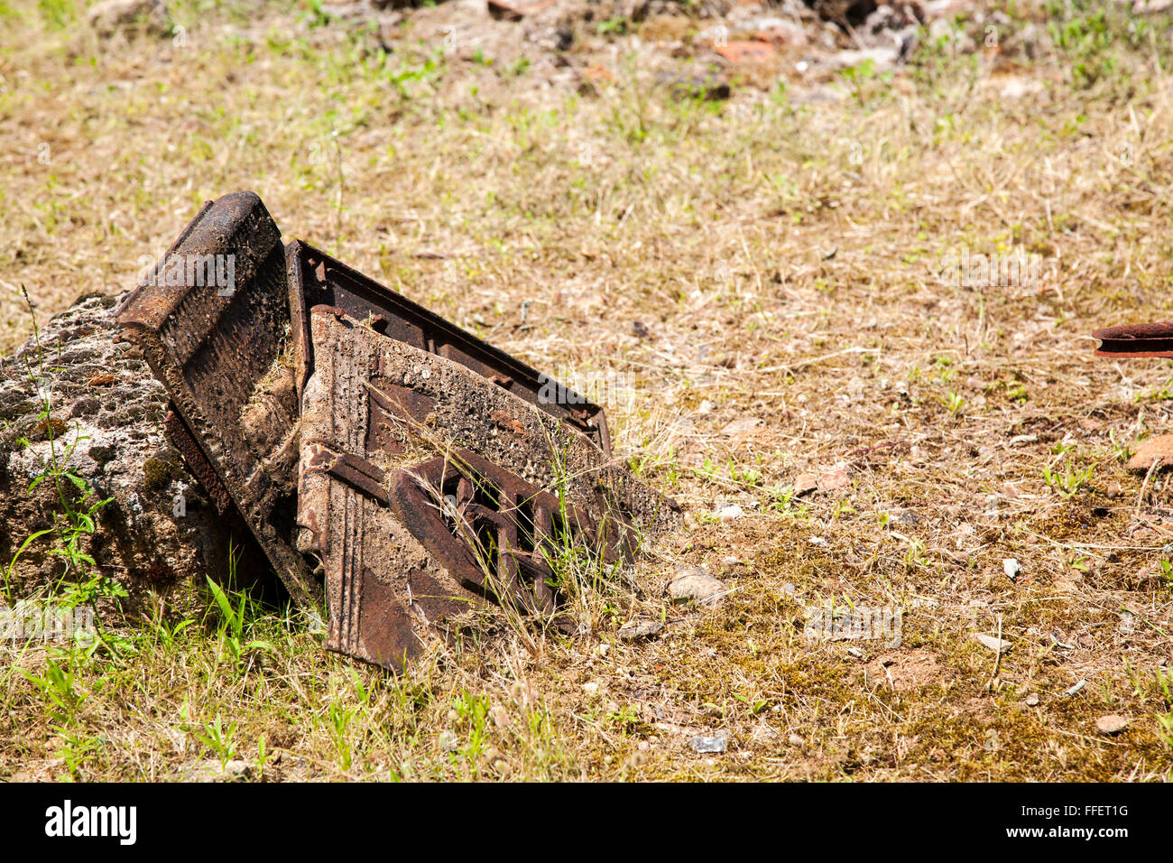 Rusting ironwork in village of Oradour sur Glane, Haute Vienne, France Stock Photo