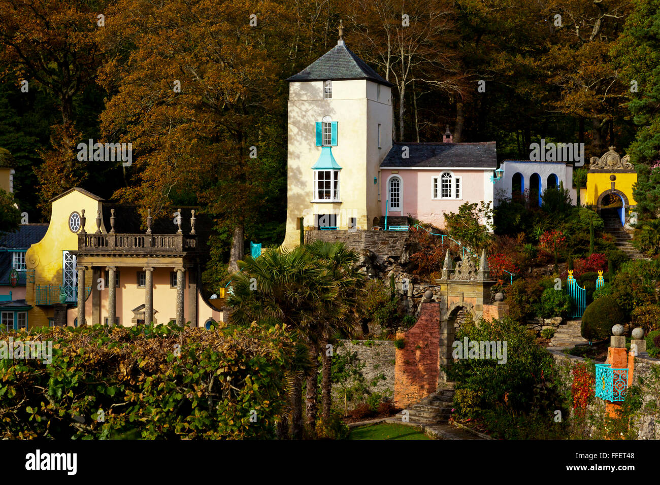 Portmeirion a tourist village in Gwynedd North Wales UK built between 1925 and 1975 by Clough Williams Ellis Stock Photo