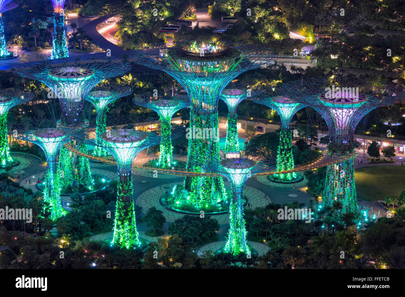 Gardens by the Bay, at night, Singapore Stock Photo