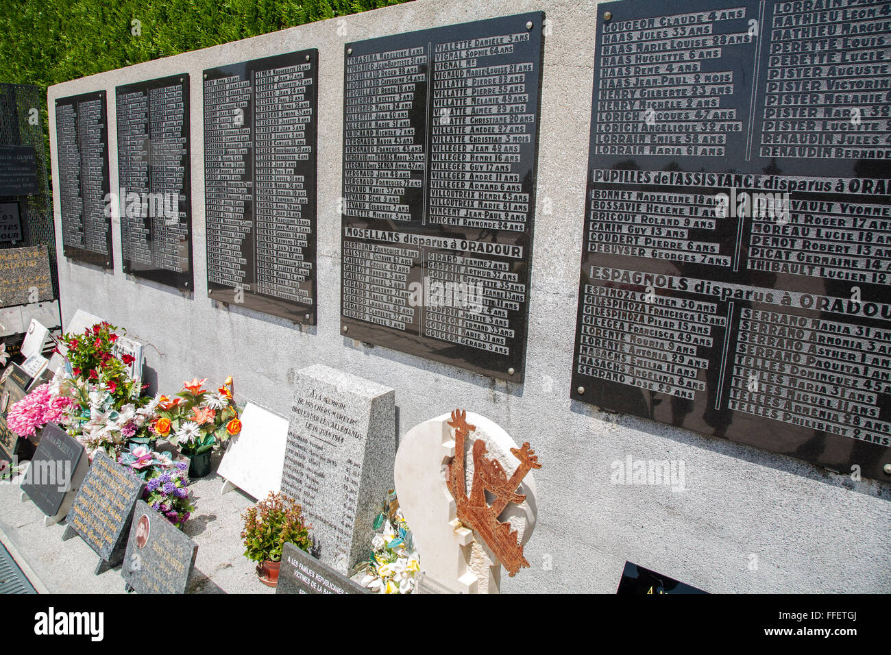Memorial to the massacred dead at the village of Oradour sur Glane, Haute Vienne, France Stock Photo