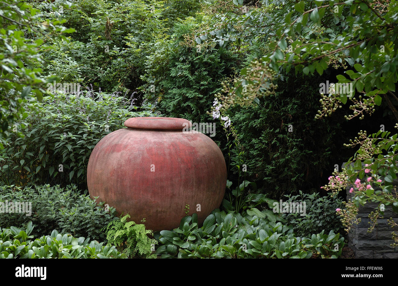 Terra Cotta contaienr at New York Botanic garden Stock Photo