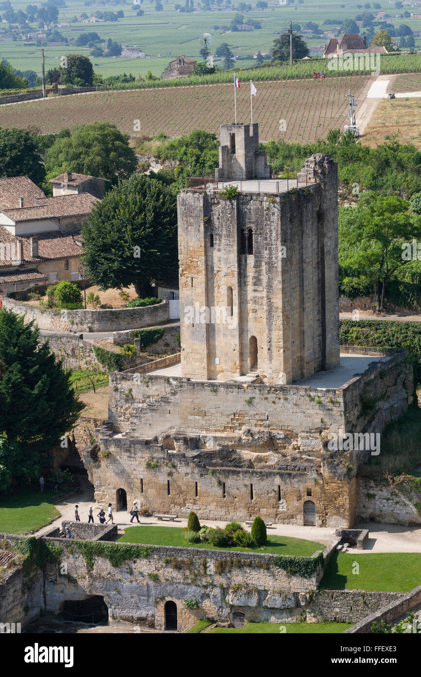 High angle view of the King's Tower, Saint-Emilion, Gironde, Aquitaine Stock Photo