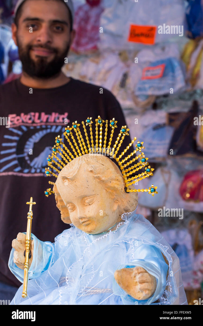 Oaxaca, Mexico - A baby Jesus doll on sale before the February 2 Feast of Candelaria. Stock Photo