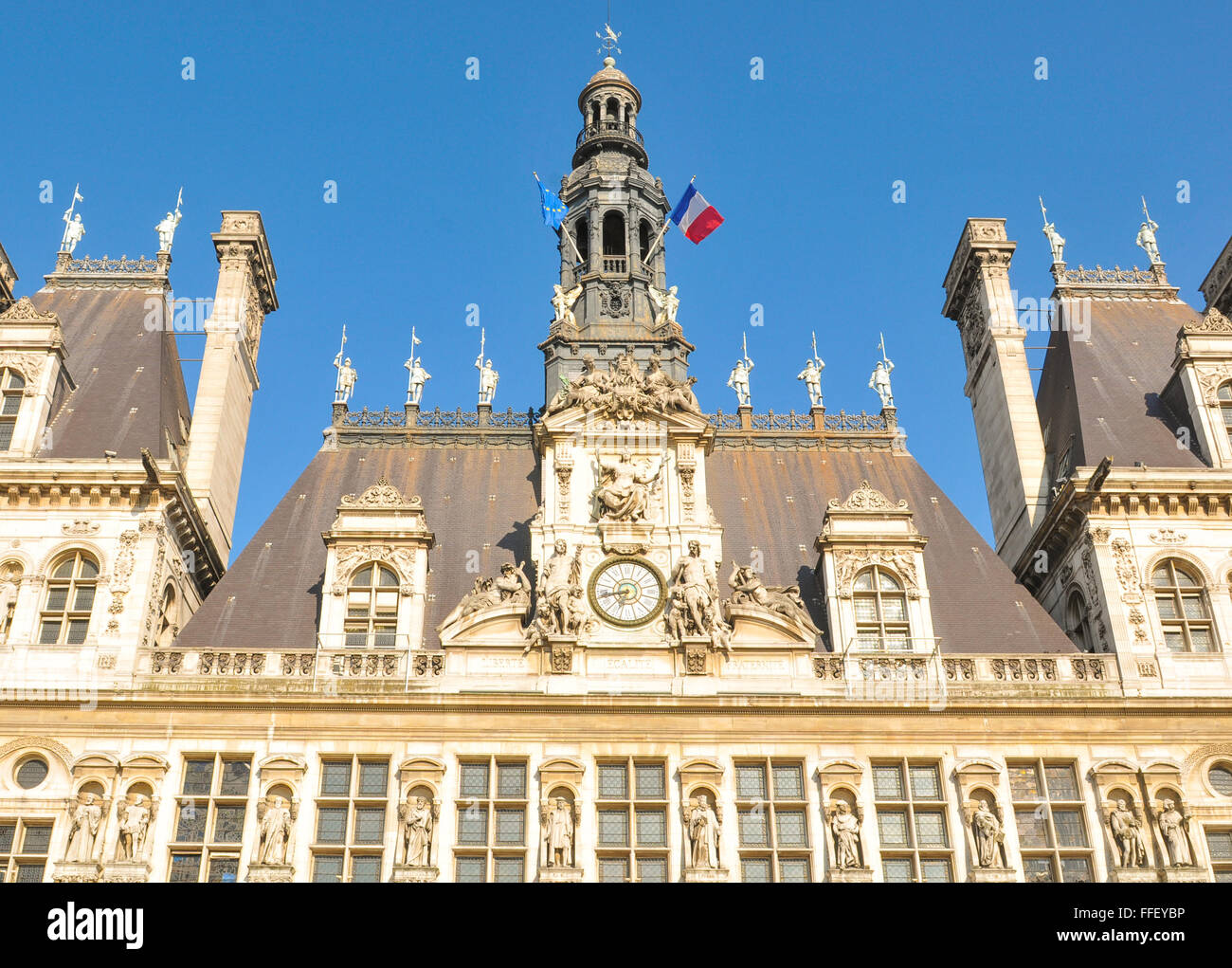 Paris, France - July 9, 2015: Architecture of The Hotel de Ville (City ...