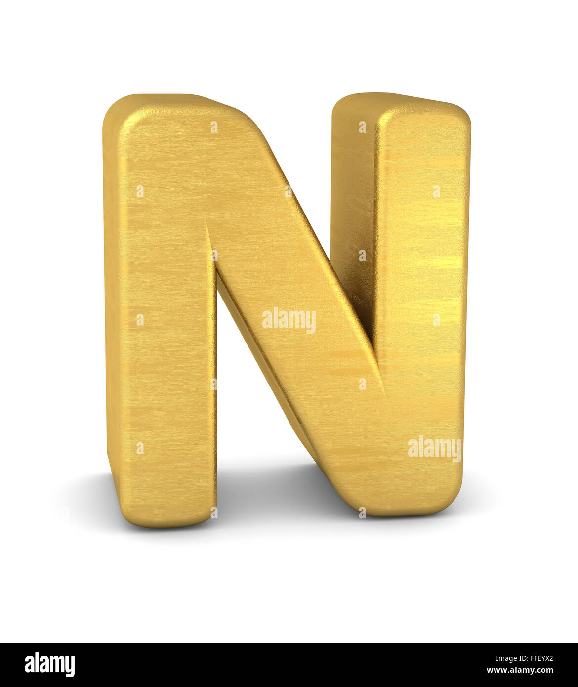 3d letter N gold Stock Photo