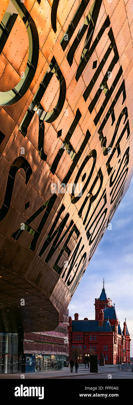 The Wales Millennium Centre and the Pierhead building at Cardiff Bay in the capital of Wales. Stock Photo