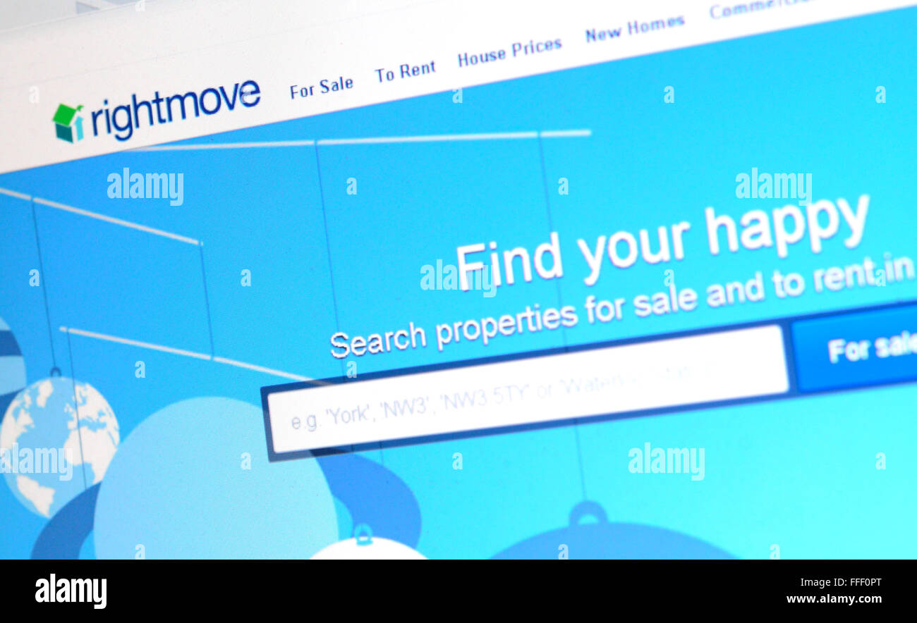 A photograph of the rightmove website Stock Photo Alamy