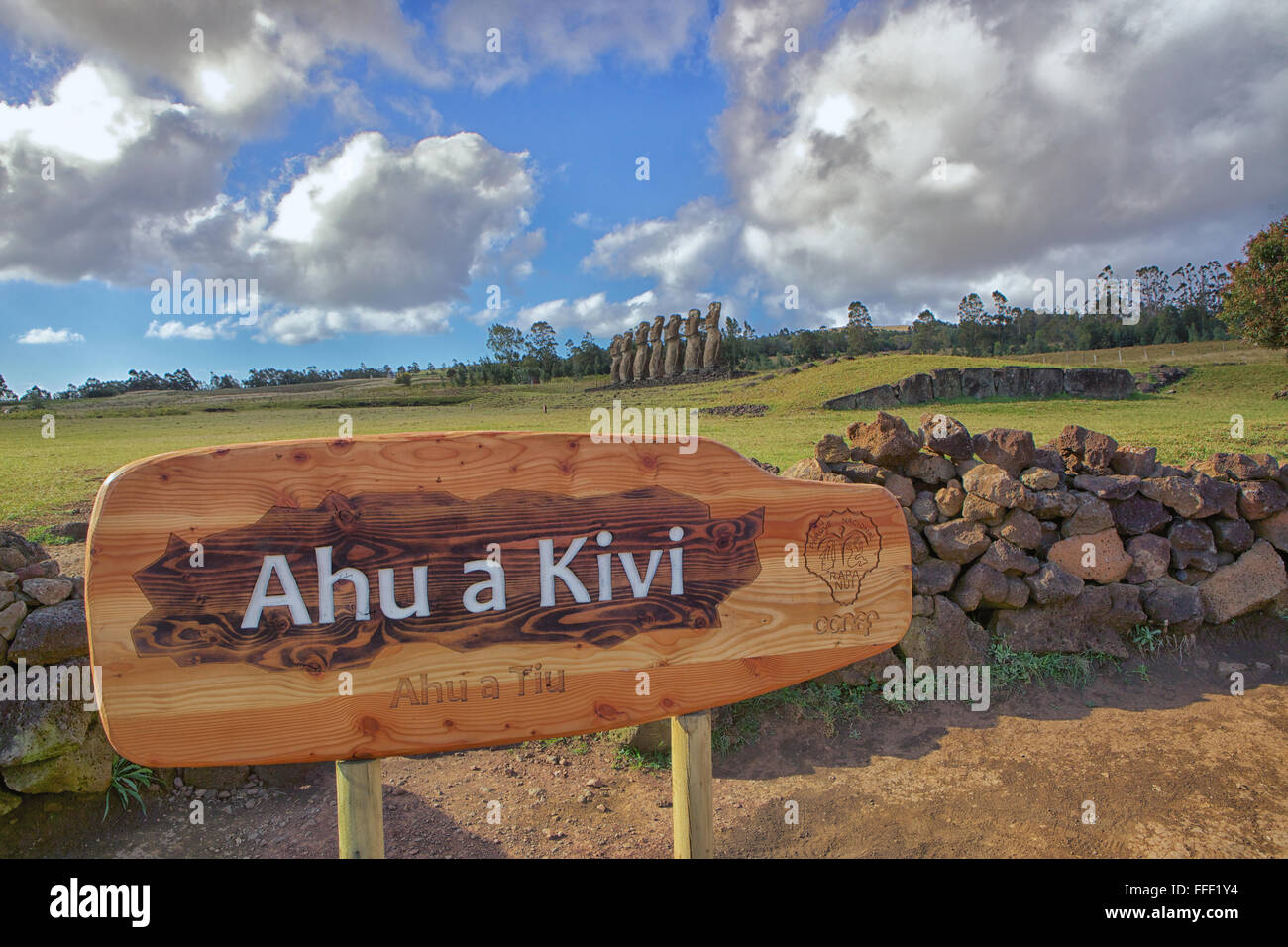 Eastern Island, Rapa Nui Ahu entrance Stock Photo