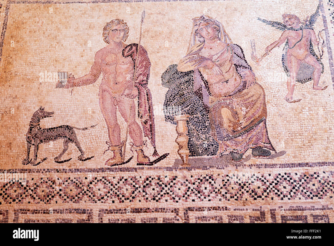 Floor mosaic in House of Dionysos (4th century), Paphos, Cyprus Stock Photo