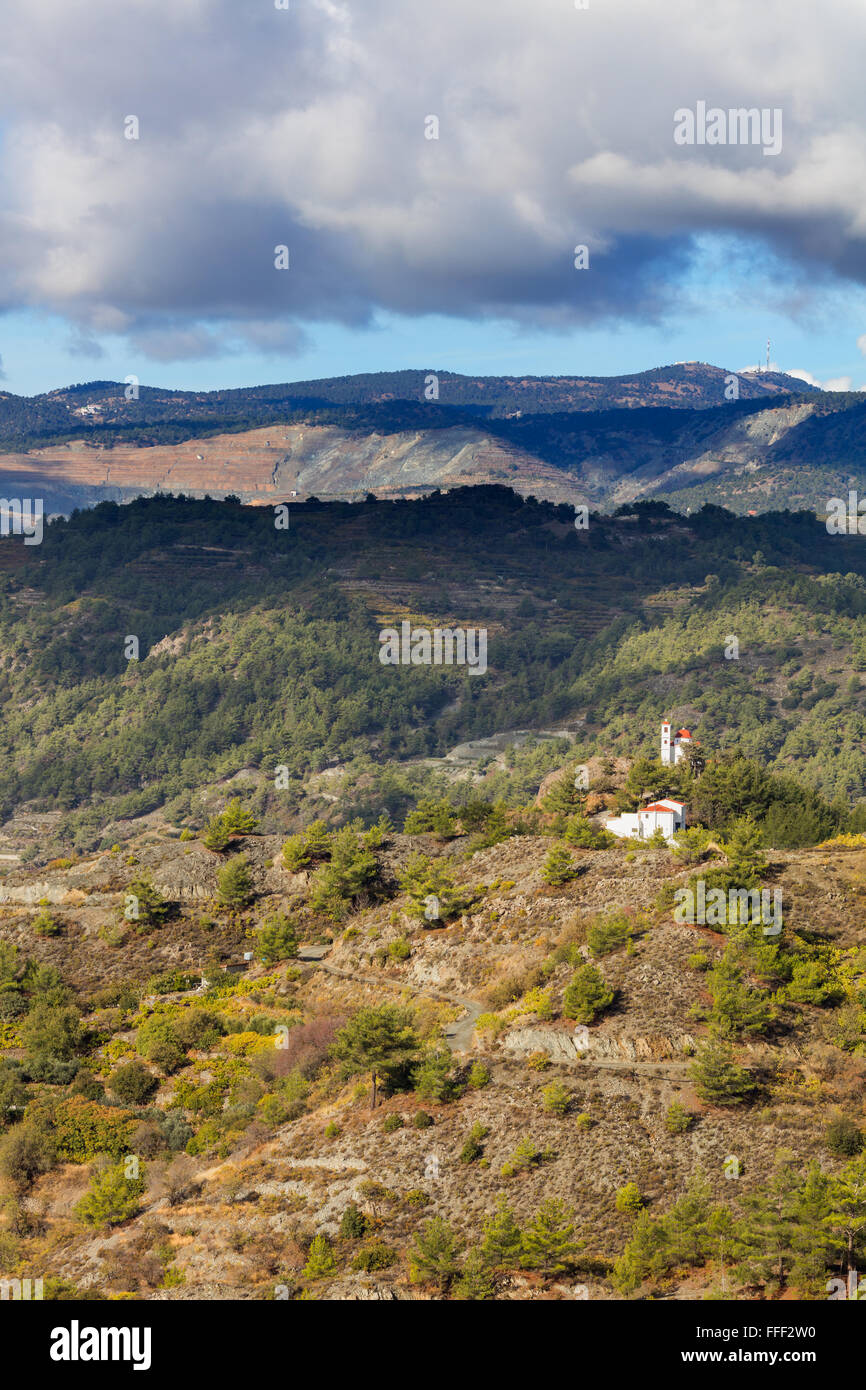 Landscape in Troodos mountains, Cyprus Stock Photo