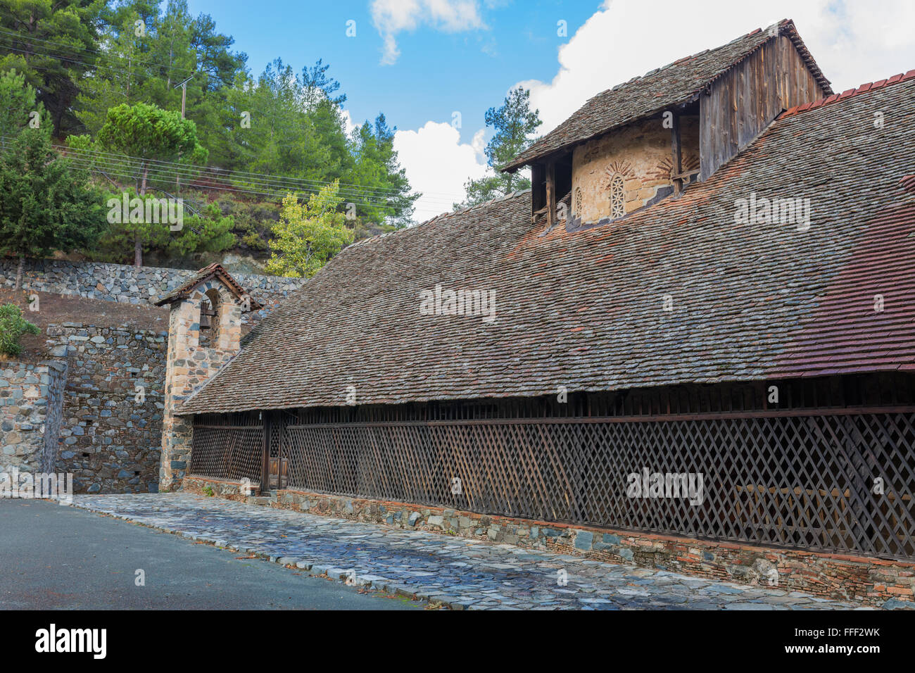 Panagia tou Arakou church, Lagoudhera, Troodos mountains, Cyprus Stock Photo