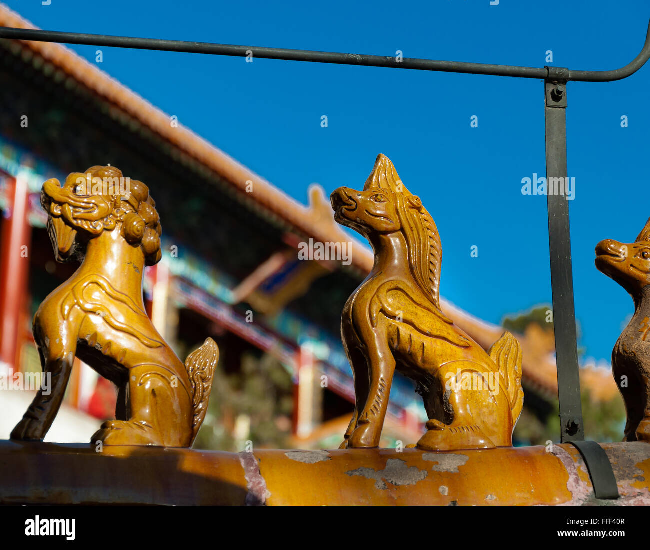 Statues on Royal Summer Palace Stock Photo