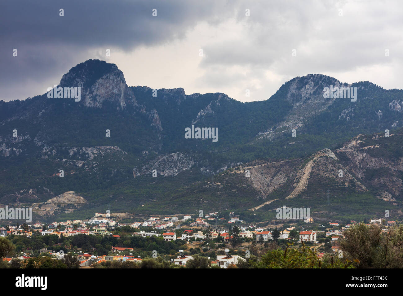 Mountain view from Bellapais Abbey, Northern Cyprus Stock Photo
