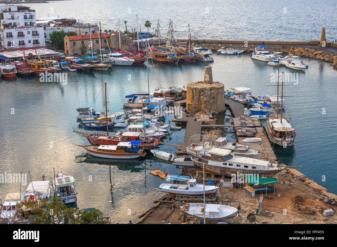 Harbor of Kyrenia, Northern Cyprus Stock Photo