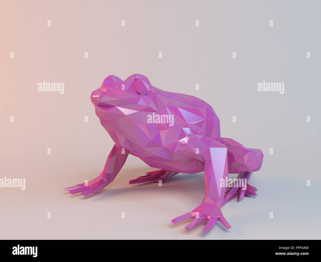3D pink low poly animal inside a white stage with high render quality to be used as a logo, medal, symbol, shape, emblem Stock Photo