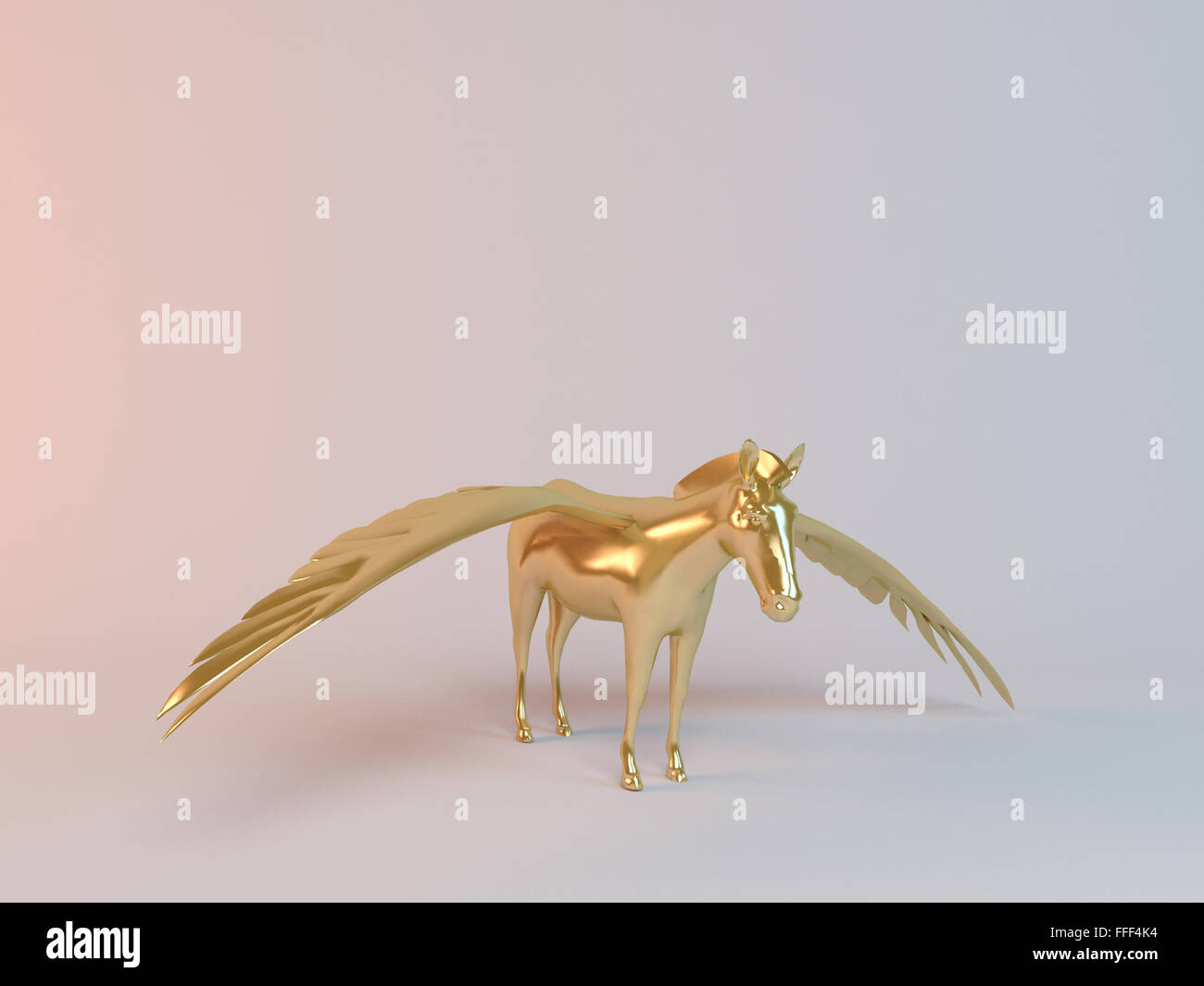 Golden 3D flying animal inside a stage with high render quality to be used as a logo, medal, symbol, shape, emblem, icon, Stock Photo