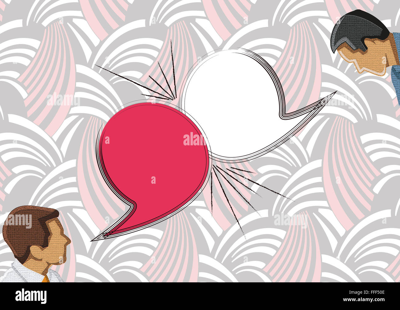 Dialog - Speech bubbles with two faces Stock Photo