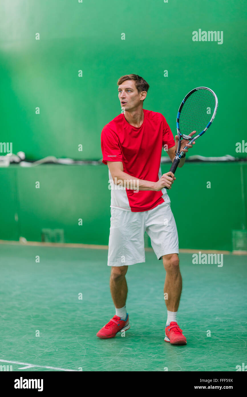 Professional tennis player have a training at indoor court Stock Photo Alamy