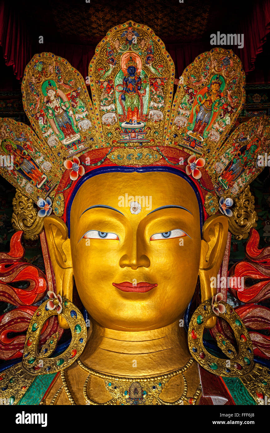Maitreya Buddha in Thiksey Gompa Stock Photo