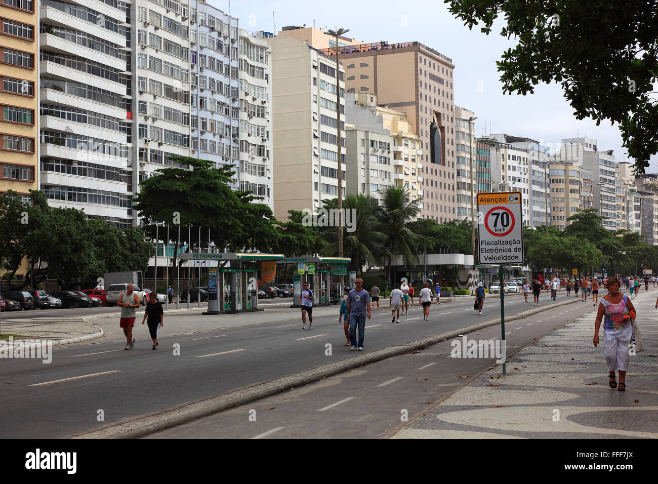 The street Avenida Atlantica at the Copacobana, Rio de Janeiro, Brazil Stock Photo