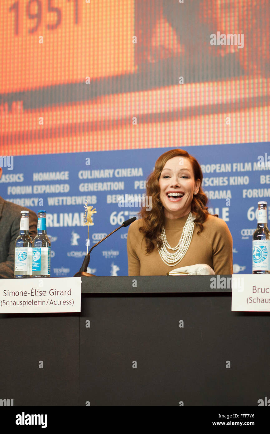 Berlin, Germany. 12th Feb, 2016. Press Conference of the movie:'Boris sans Béatrice'. Actrice Simone-Élise Girard Credit:  Odeta Catana/Alamy Live News Stock Photo