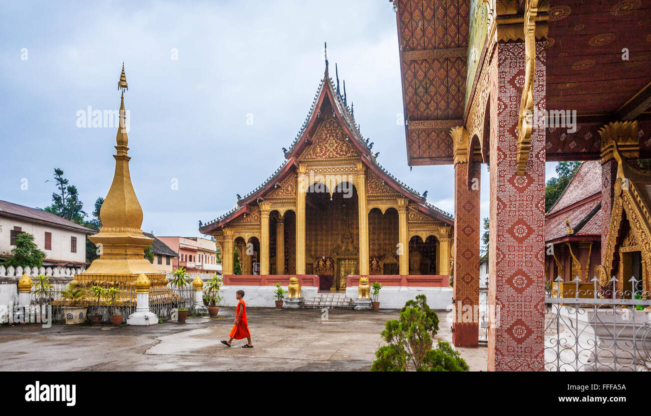 Lao People's Democratic Republic, Luang Prabang, Viharn of Wat Sen Souk Haram Stock Photo