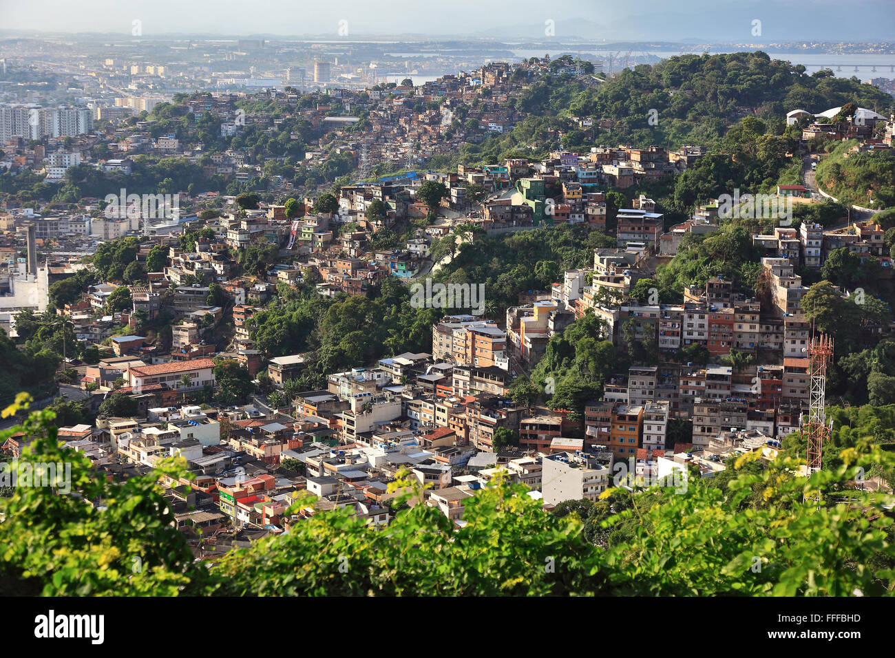 View to the Favelas between district Santa Teresa and district Centro, Rio de Janeiro, Brazil Stock Photo