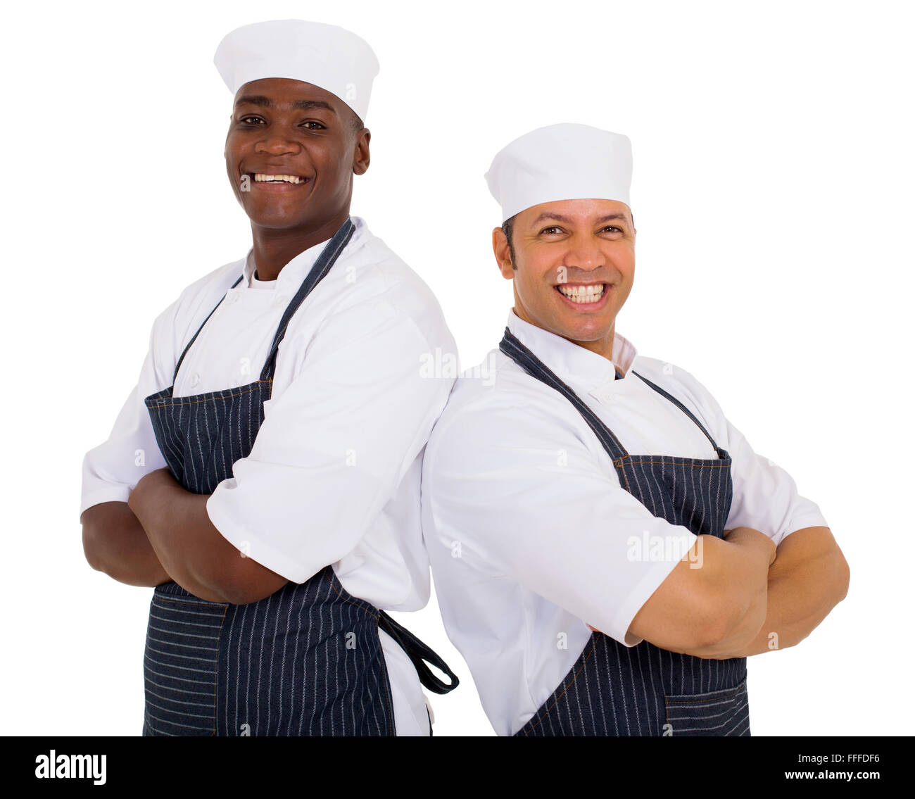 portrait of cheerful restaurant chefs arms crossed Stock Photo