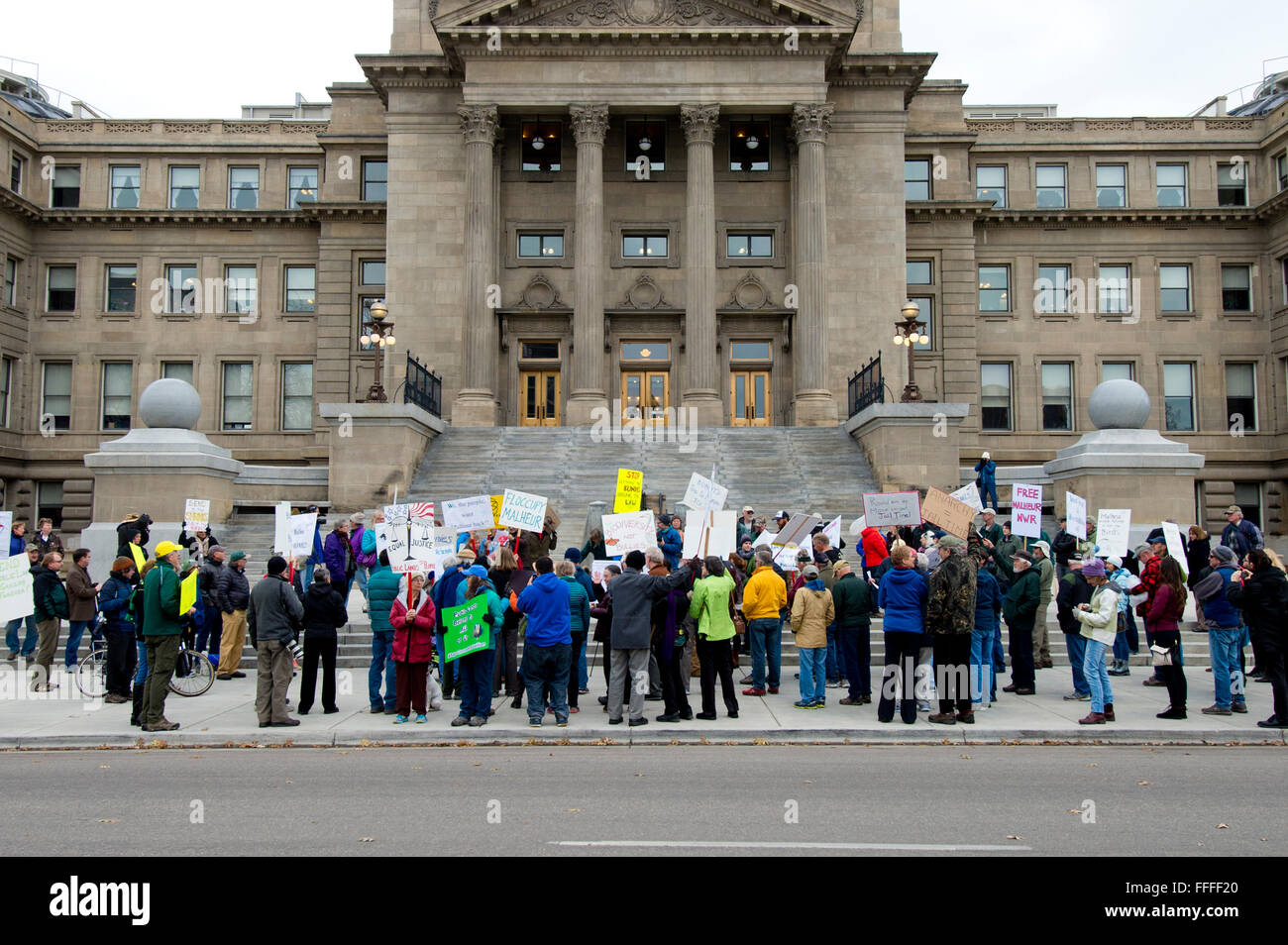 Pro-public lands rally in Boise ID, January 2016 Stock Photo