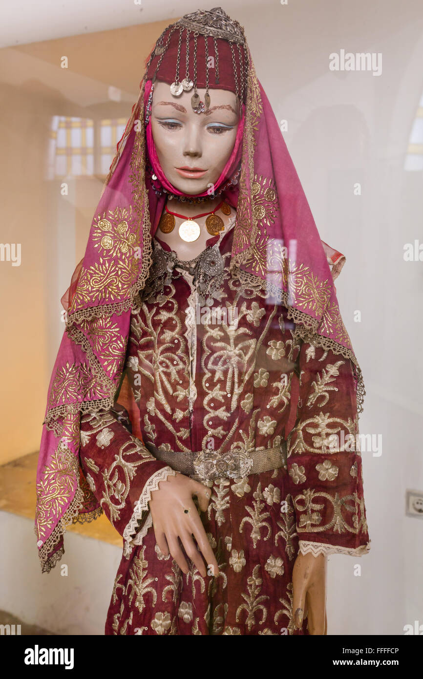 Woman in traditional dress, Bursa, Bursa Province, Turkey Stock Photo