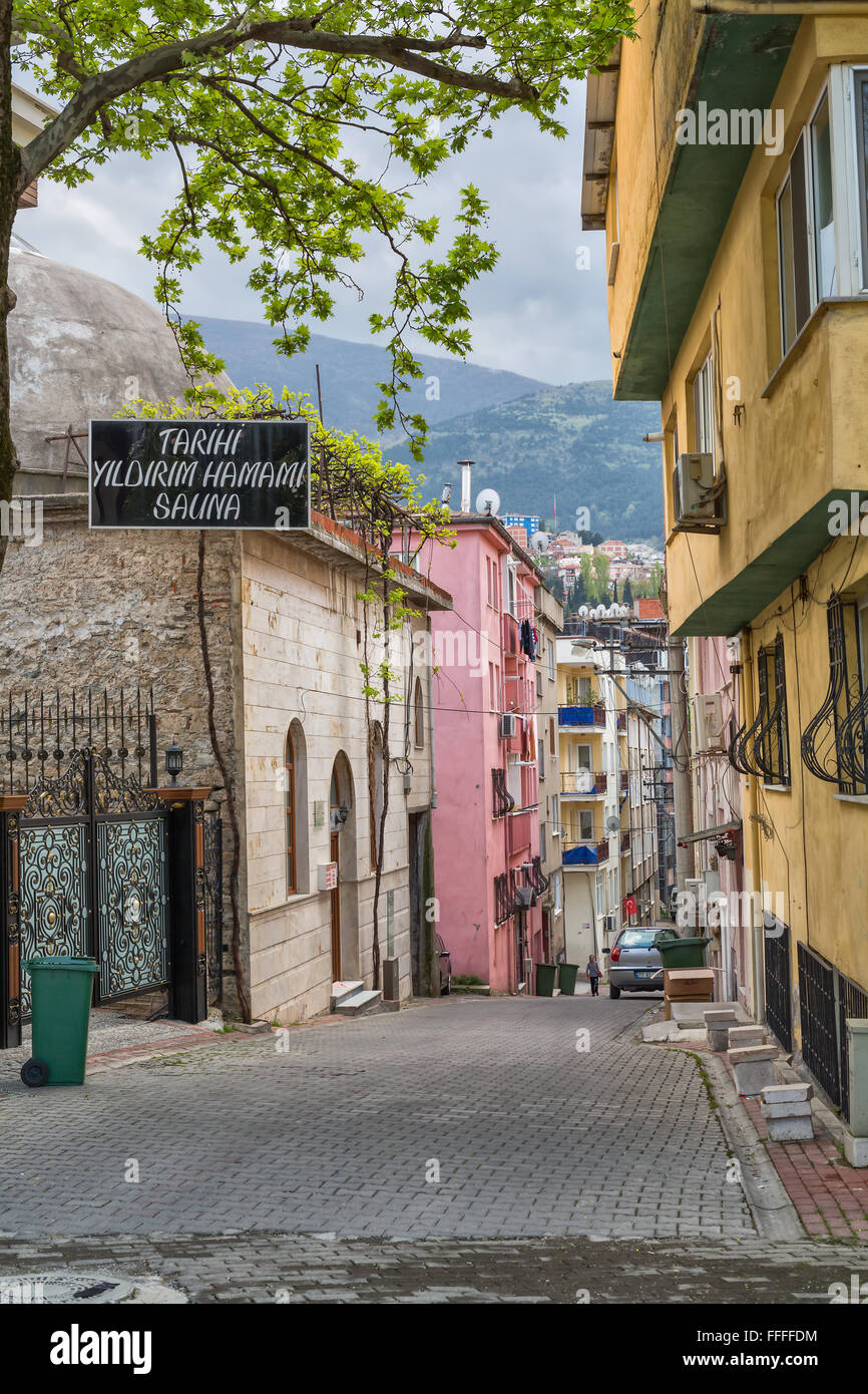 Street in old town, Bursa, Bursa Province, Turkey Stock Photo