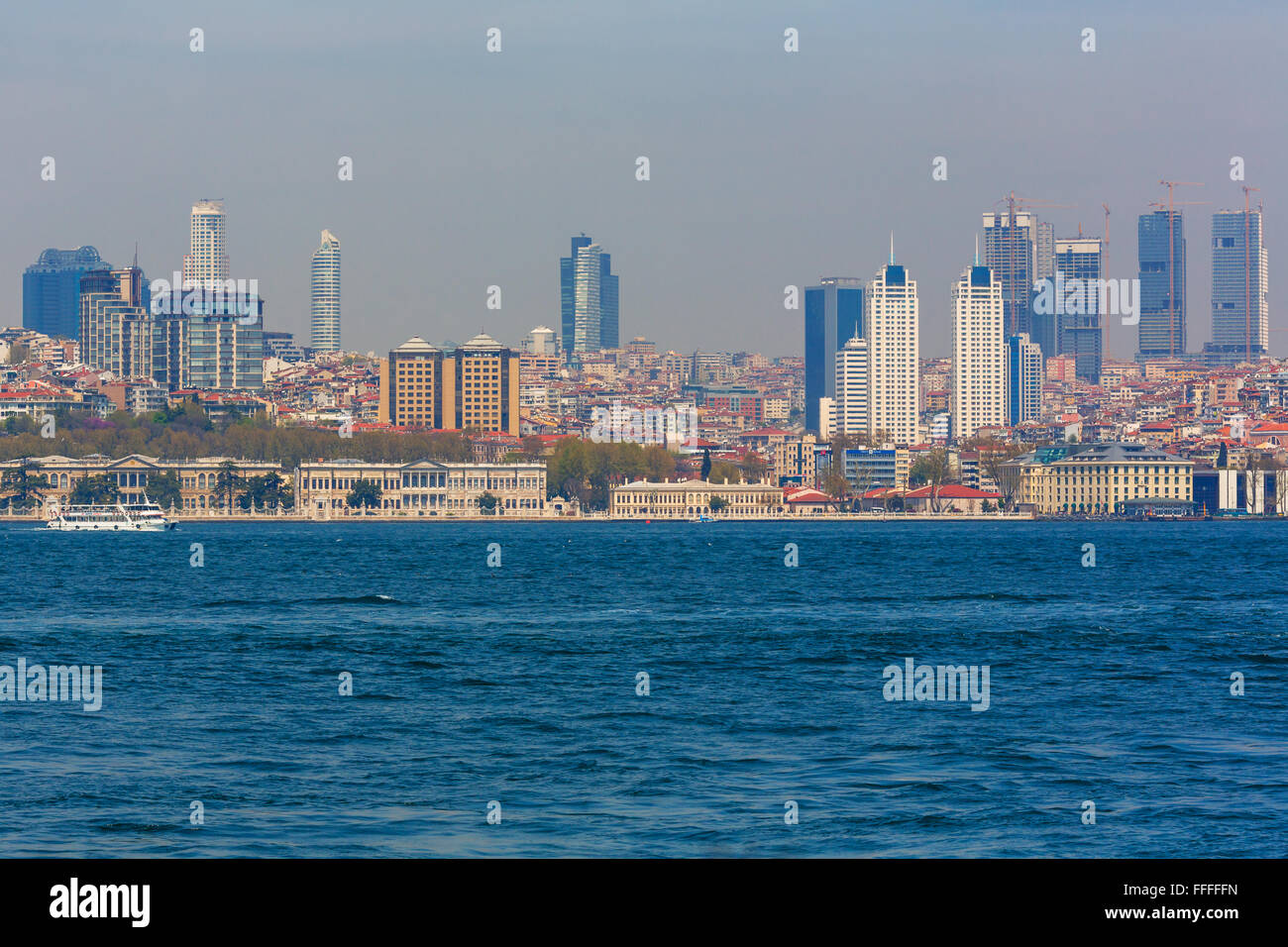 Cityscape of Istanbul, Turkey from Bosphorus Stock Photo