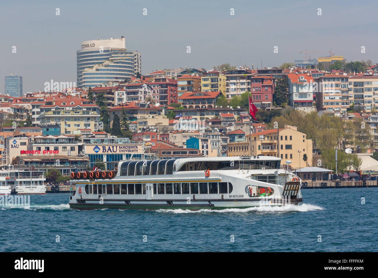 Cityscape of Istanbul, Turkey from Bosphorus Stock Photo