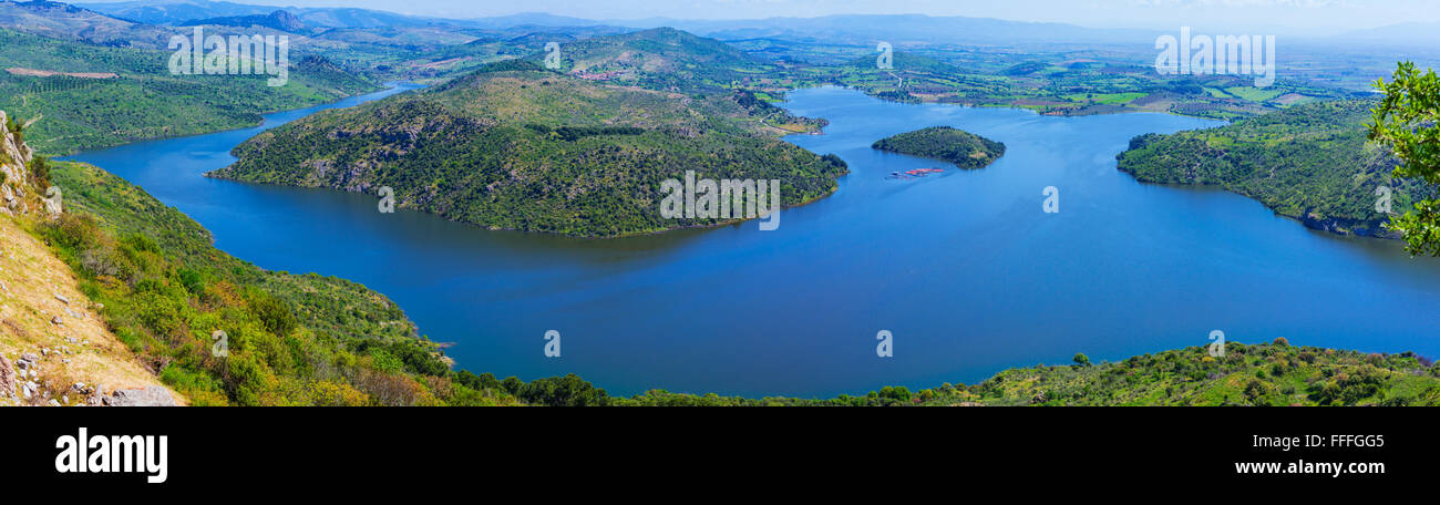 Dam lake, valley of Ketios river, Pergamon, Bergama, Izmir Province, Turkey Stock Photo