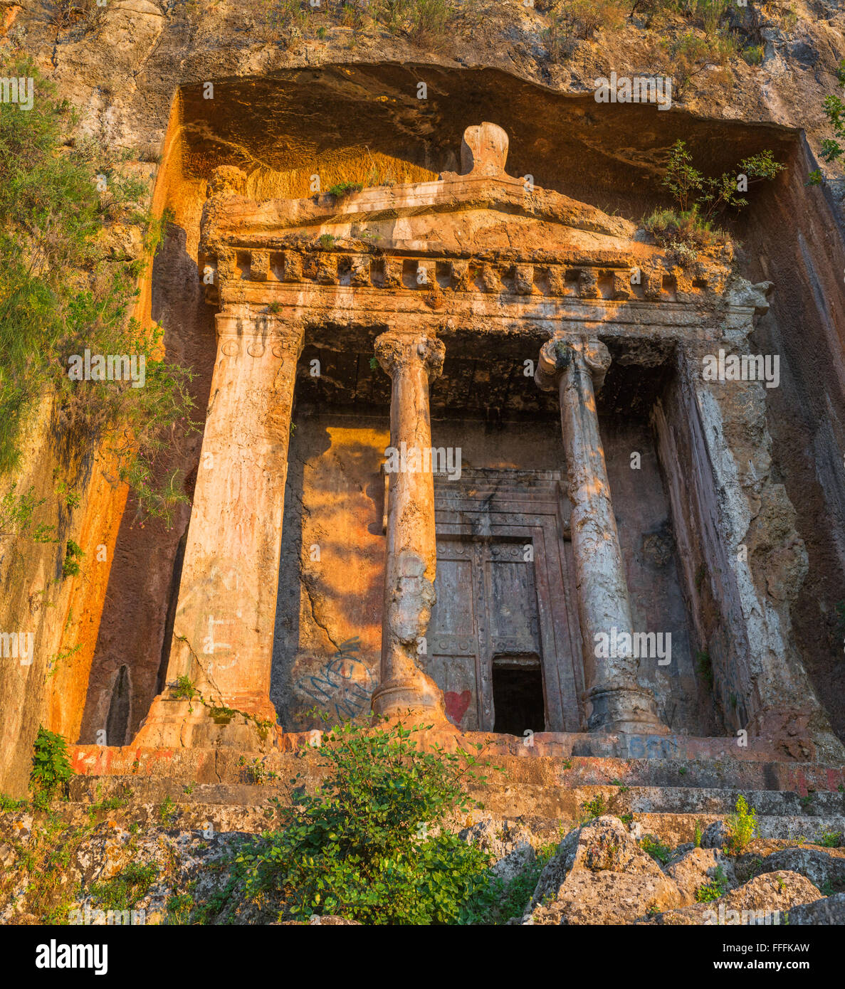 Tomb of Amyntas, Fethiye, Mugla Province, Turkey Stock Photo