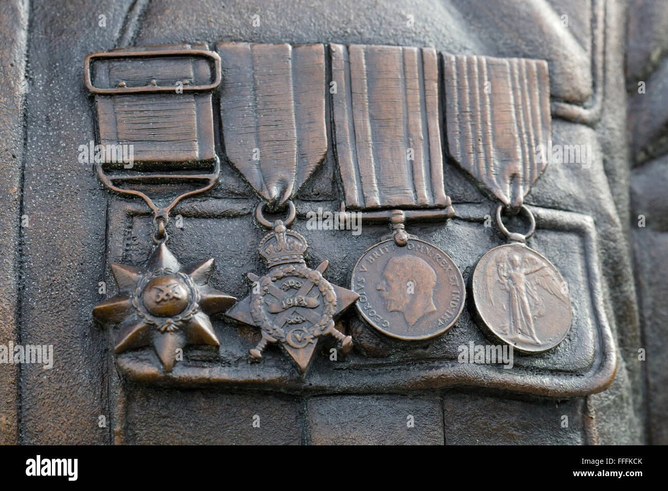 Remembering the Armed forces, Sikh soldiers Medals in Bronze Stock Photo